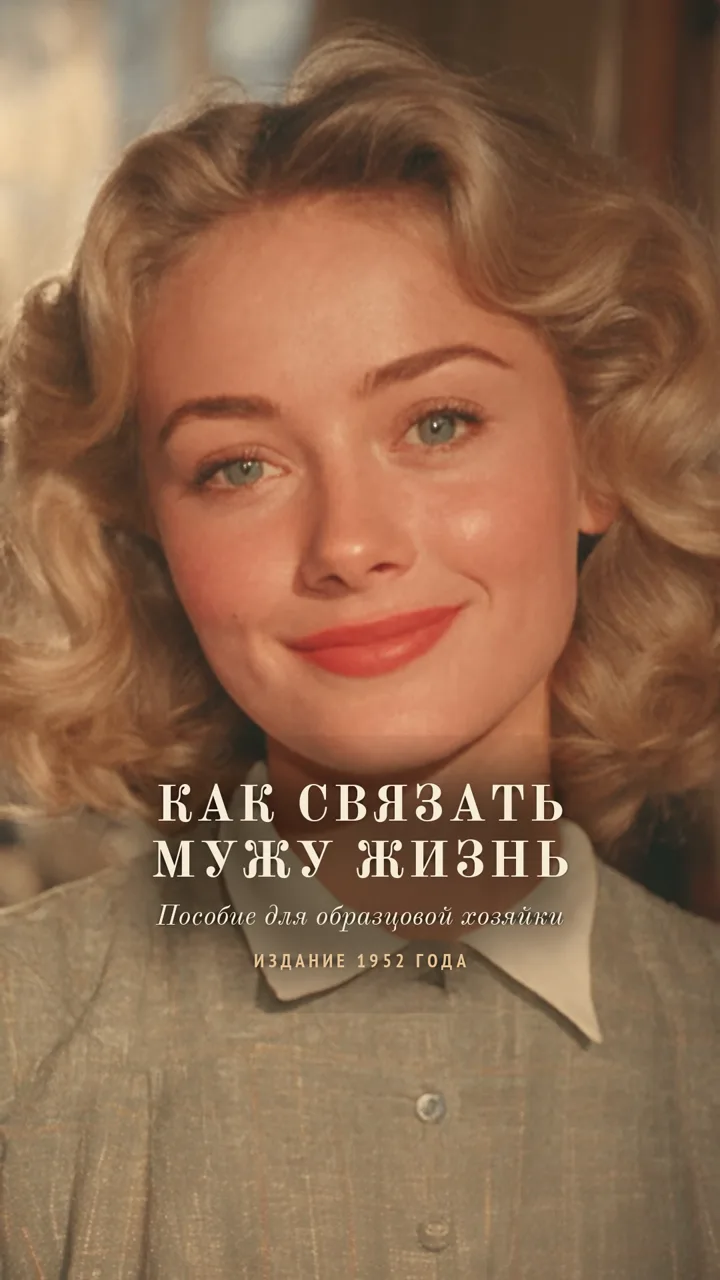 Обложка: «Как связать мужу жизнь. Пособие для образцовой хозяйки. Издание 1952 года»